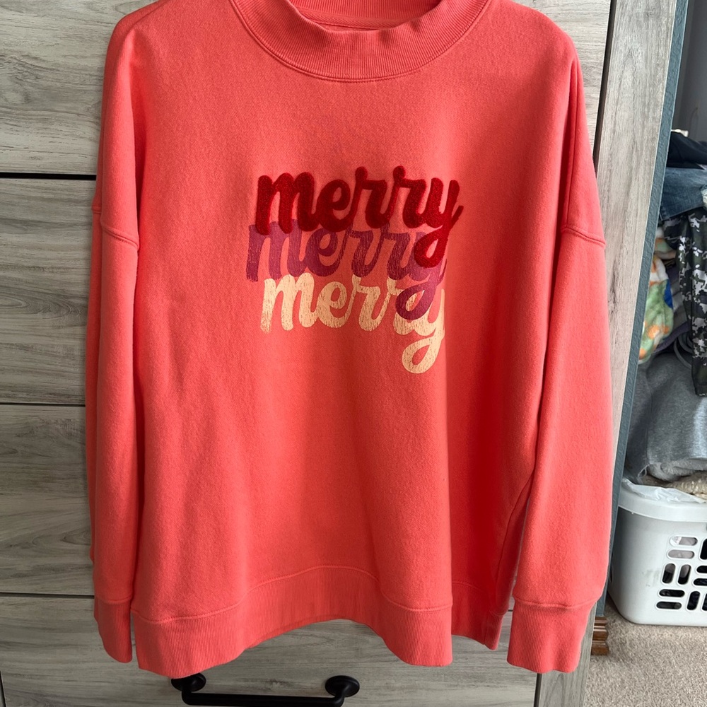 Merry Graphic Women's Sweatshirt - Coral